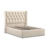 4'6 Fabric Bedframe Ottoman  - Beige - Linen