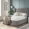 4'6 Fabric Bedframe Ottoman  - Dark Grey - Linen