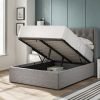 4'6 Fabric Bedframe Ottoman  - Dark Grey - Linen