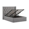 4'6 Fabric Bedframe Ottoman  - Dark Grey - Linen