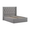 4'6 Fabric Bedframe Ottoman  - Dark Grey - Linen