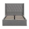 4'6 Fabric Bedframe Ottoman  - Dark Grey - Linen
