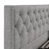 4'6 Fabric Bedframe Ottoman  - Dark Grey - Linen