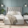 4'6 Fabric Bedframe Ottoman  - Grey - Linen