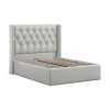4'6 Fabric Bedframe Ottoman  - Grey - Linen