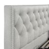 4'6 Fabric Bedframe Ottoman  - Grey - Linen