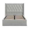 4'6 Fabric Bedframe Ottoman  - Grey - Linen