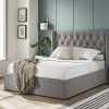 5'0 Fabric Bedframe Ottoman  - Dark Grey - Linen