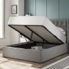 5'0 Fabric Bedframe Ottoman  - Dark Grey - Linen