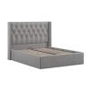 5'0 Fabric Bedframe Ottoman  - Dark Grey - Linen