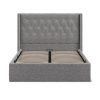 5'0 Fabric Bedframe Ottoman  - Dark Grey - Linen