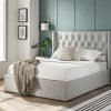 5'0 Fabric Bedframe Ottoman  - Grey - Linen