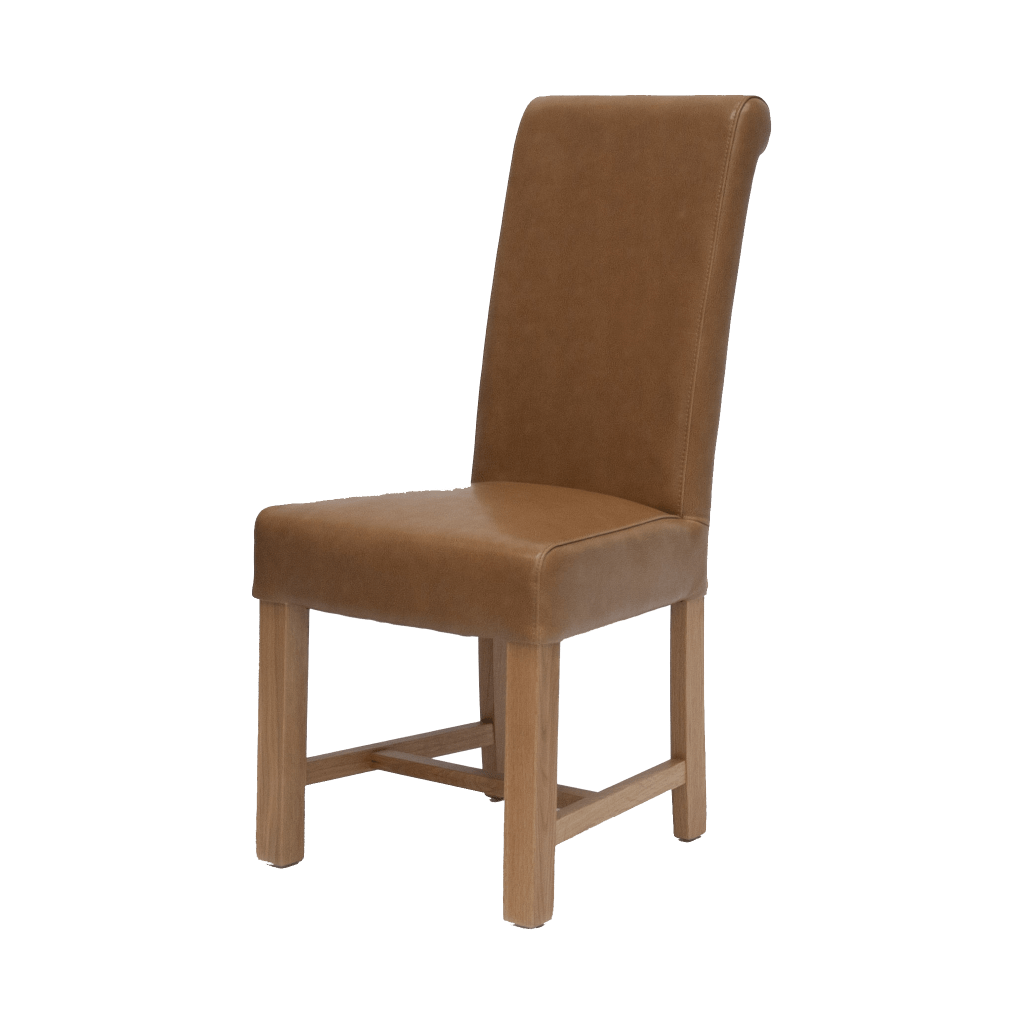 Chunky Scroll dining chair (Tan/Oak) Only Oak Furniture
