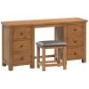 DORR double pedestal dressing table and stool set bedroom seating mornings make up vanity storage dark rustic oak x c default jpg