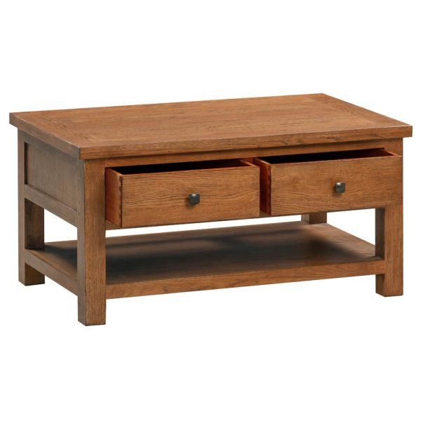 DORR coffee table with drawers focal point storage living room rustic dark oak open x c default jpg