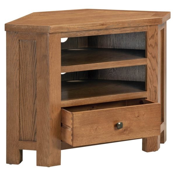 DORR corner TV entertainment unit storage living room rustic dark oak open x c default jpg