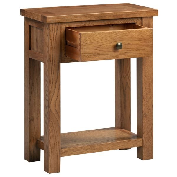 DORR drawer console table hallway living dining room telephone table rustic dark oak open x c default jpg