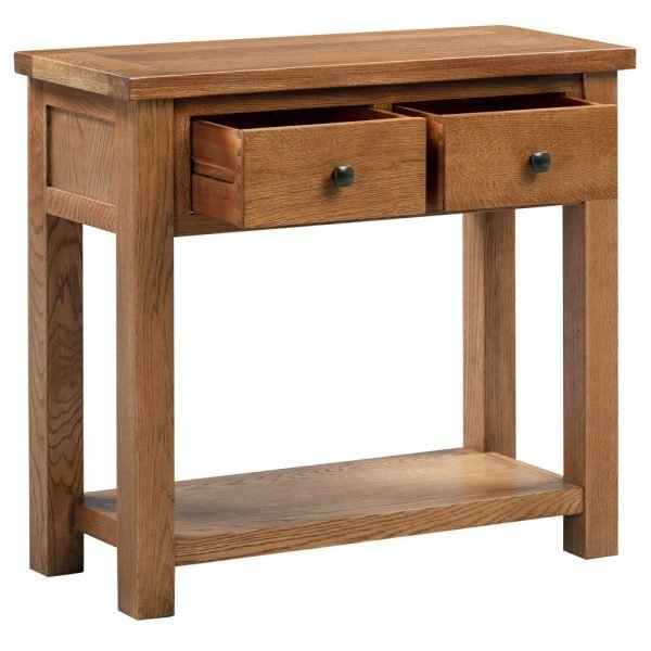 DORR drawer console table hallway living dining room telephone table rustic dark oak open x c default jpg