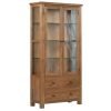 DORR glazed glass display cabinet with drawers ornaments living dining room rustic dark oak x c default jpg