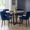 blue luxe chairs brooklyn round table roomset