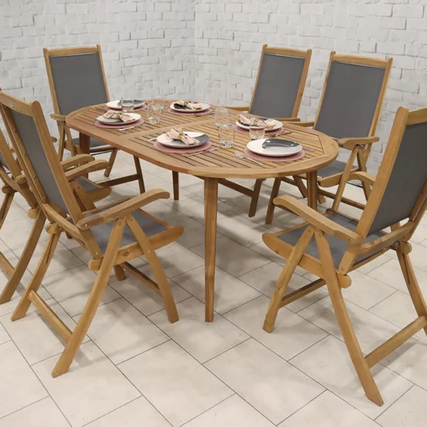 Ellipse Textylene Folding High Back Dining Set