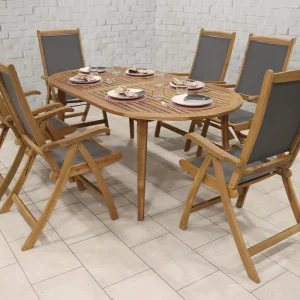 Ellipse Textylene Folding High Back Dining Set