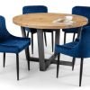 brooklyn round table luxe blue chairs