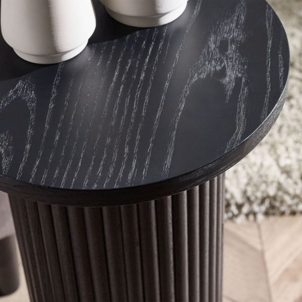 lou louis black fluted drinks table detail