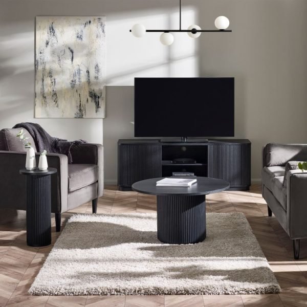 lou louis black fluted drinks table roomset