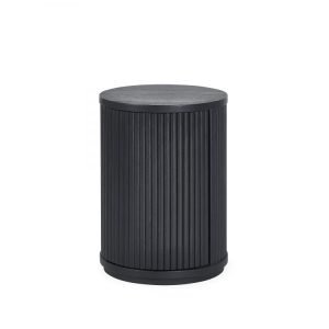 lou louis black fluted side table with door cutout