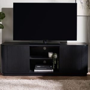 lou louis black fluted tv unit roomset