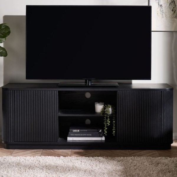 lou louis black fluted tv unit roomset