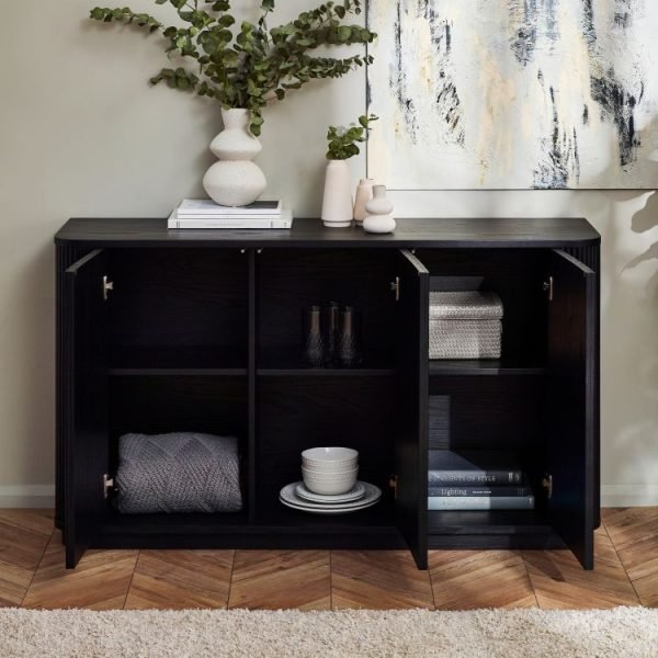 lou louis black fluted sideboard roomset