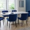 luxe blue chairs como table roomset