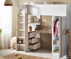 oce ocean highsleeper pale wood white roomset