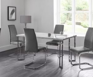 positano table calabria velvet cantilever grey chairs roomset