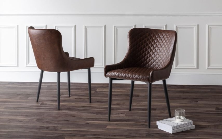 luxe brown chairs roomset