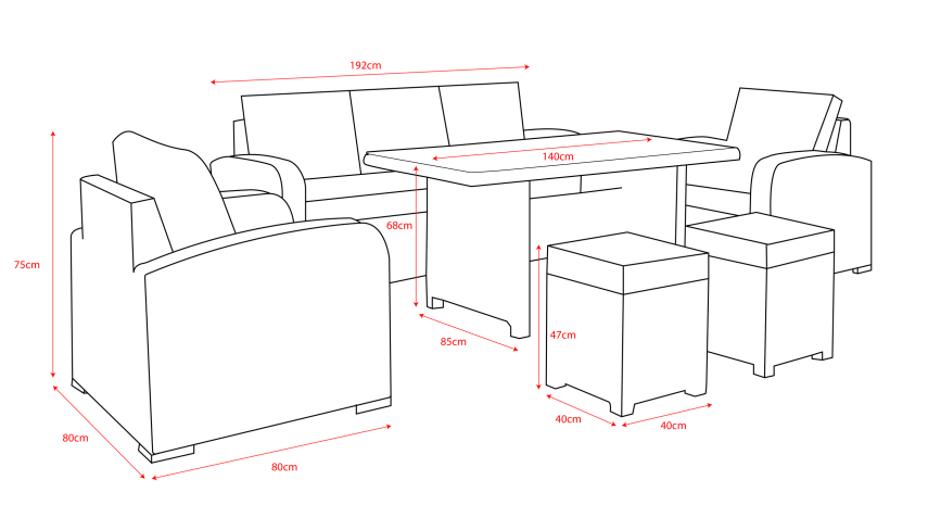 Longbeach Lounge Dimensions