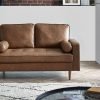hen henley seater sofa brown faux leather roomset