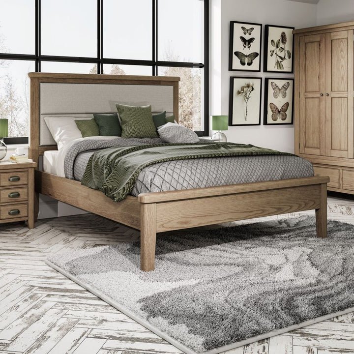 5 0 Bed with Fabric Headboard and Low Footboard Set