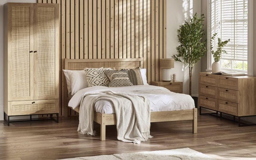 pad padstow oak rattan cm double bed roomset