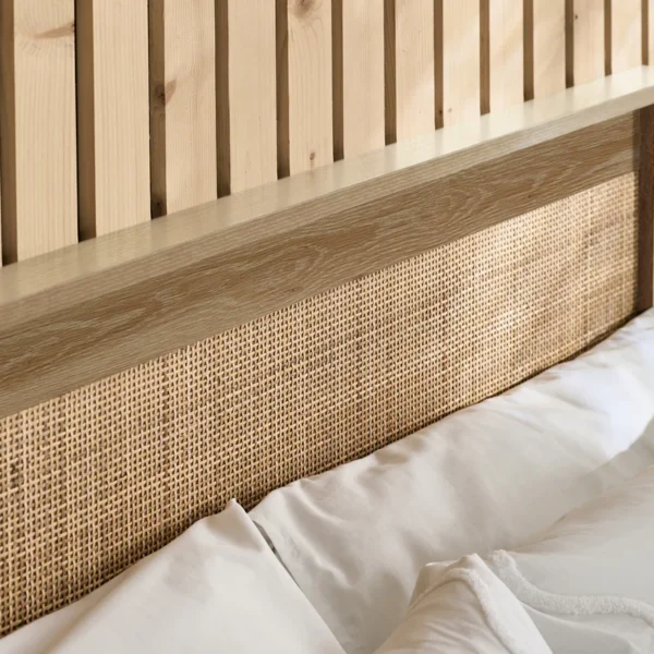 PAD Padstow Oak Rattan cm Double Ottoman Bed Detail c f e abba