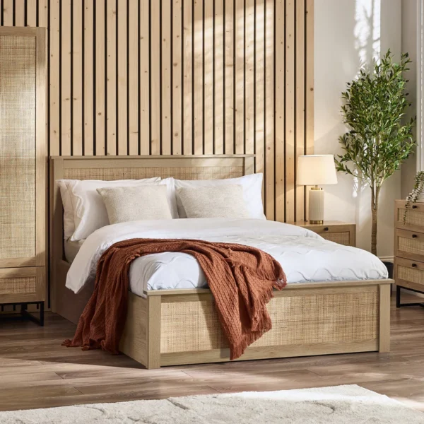 PAD Padstow Oak Rattan cm Double Ottoman Bed Roomset a acd ecacbab