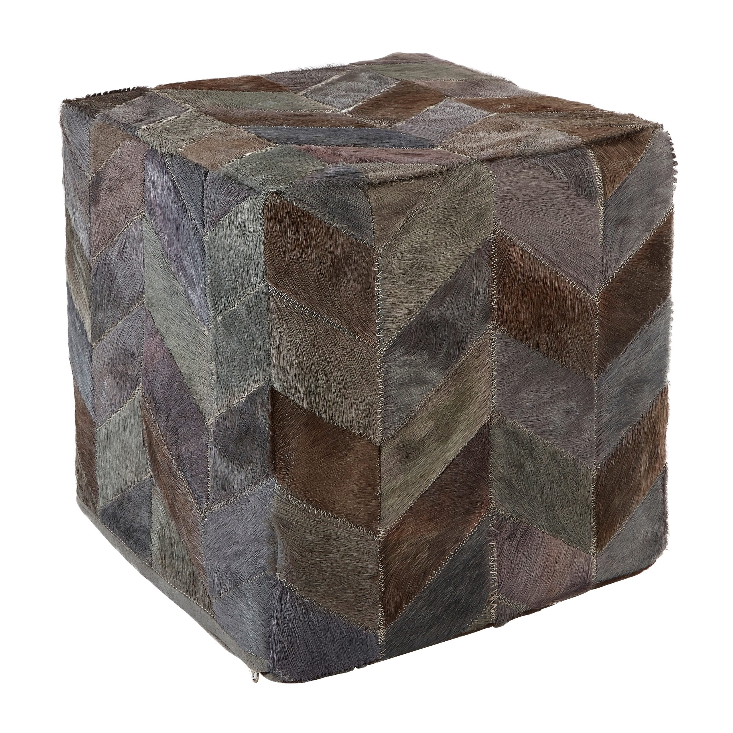 Sirocco Grey Leather Chevron Pouffe 7 scaled jpeg