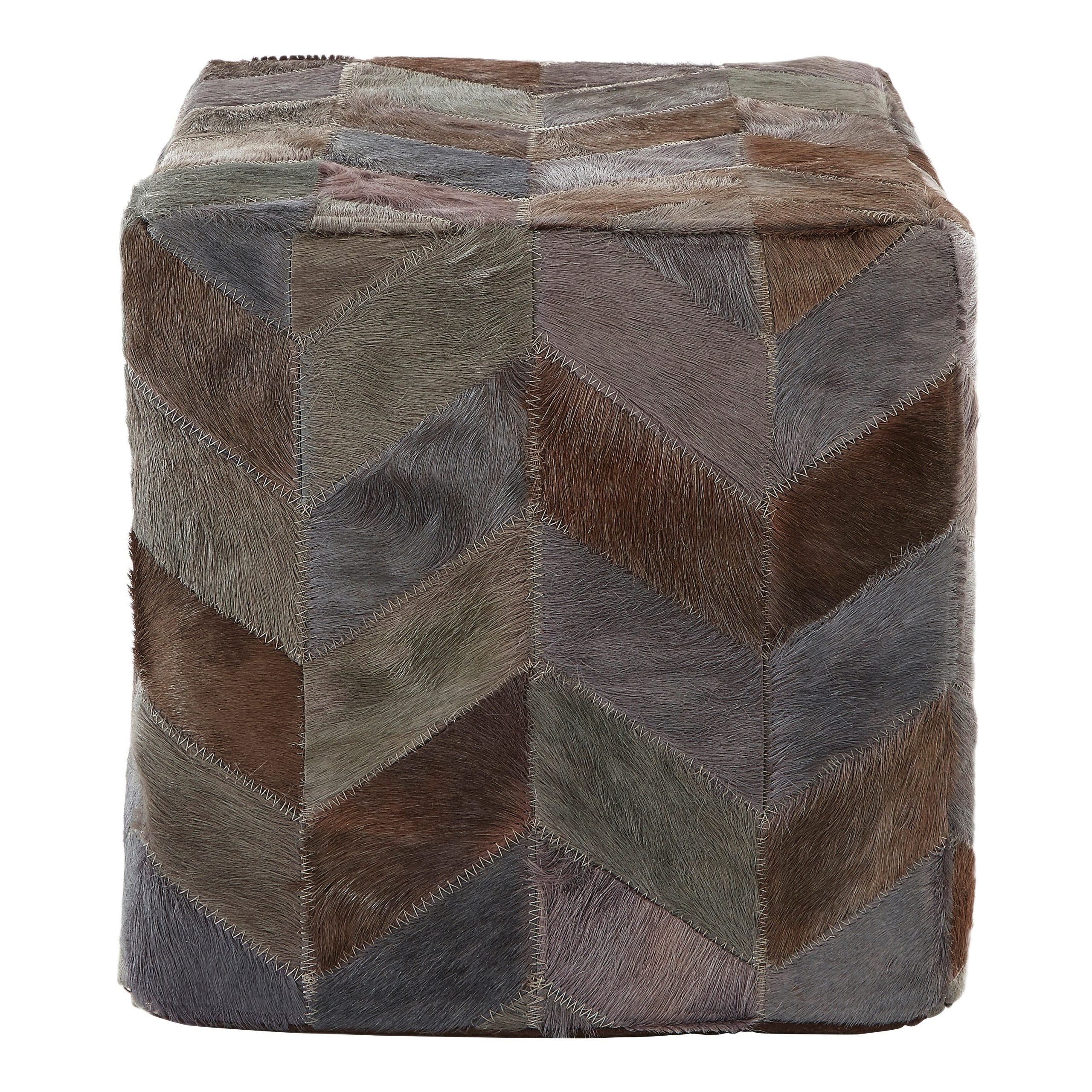 Sirocco Grey Leather Chevron Pouffe 3 scaled jpeg