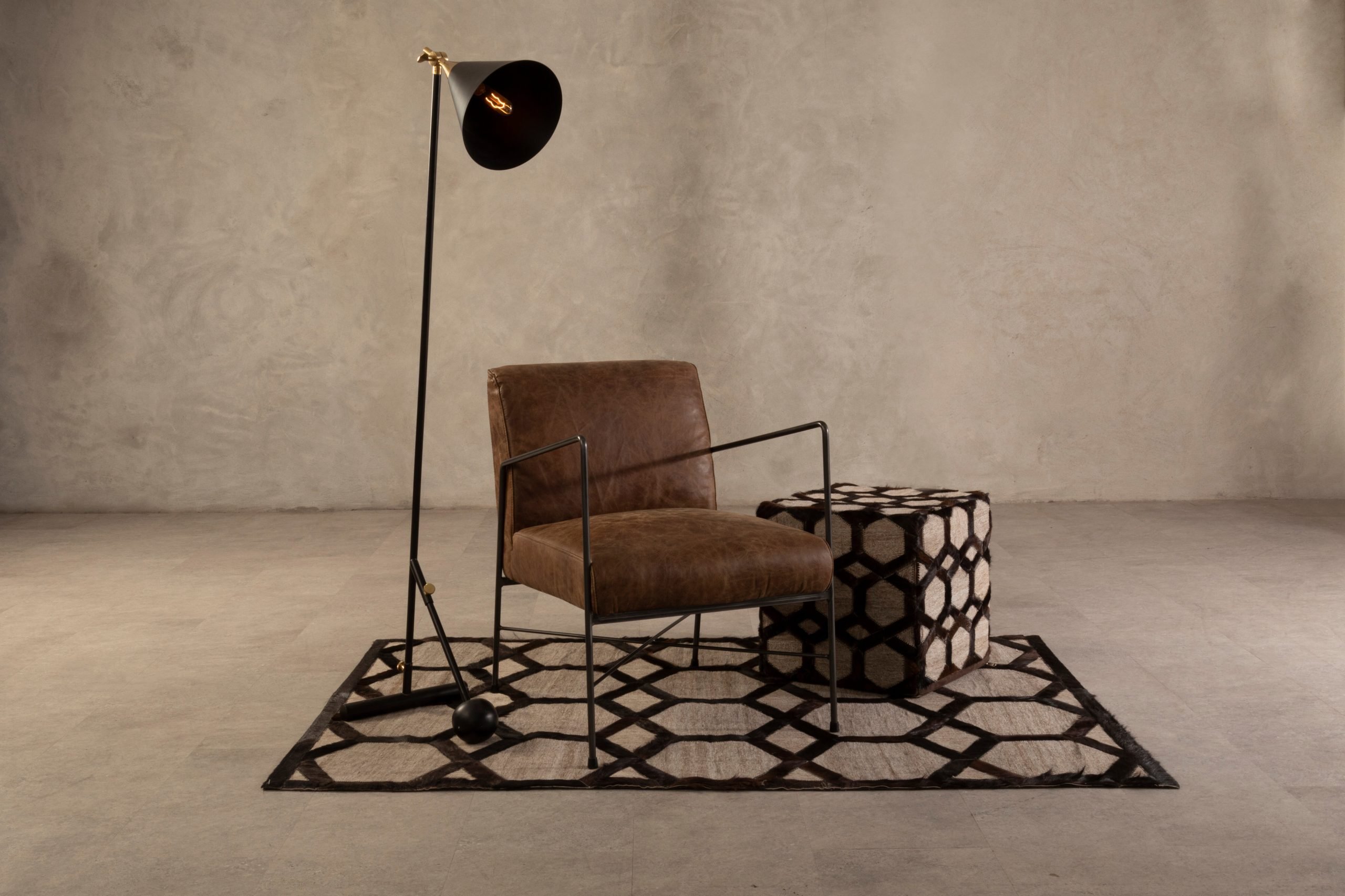Circolo Genuine Grey Leather Patchwork Pouffe 6 scaled jpeg