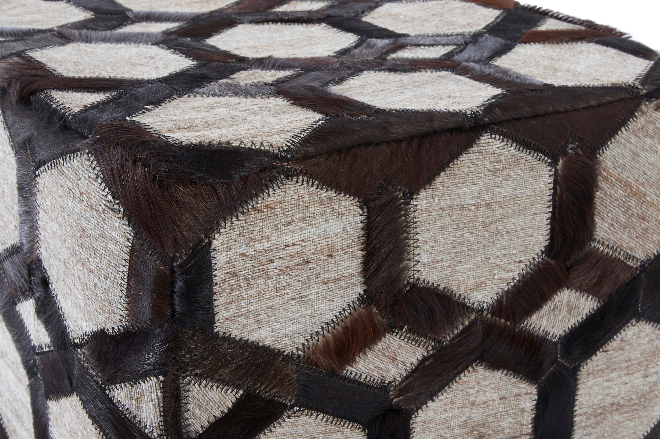 Circolo Genuine Grey Leather Patchwork Pouffe 4 scaled jpeg
