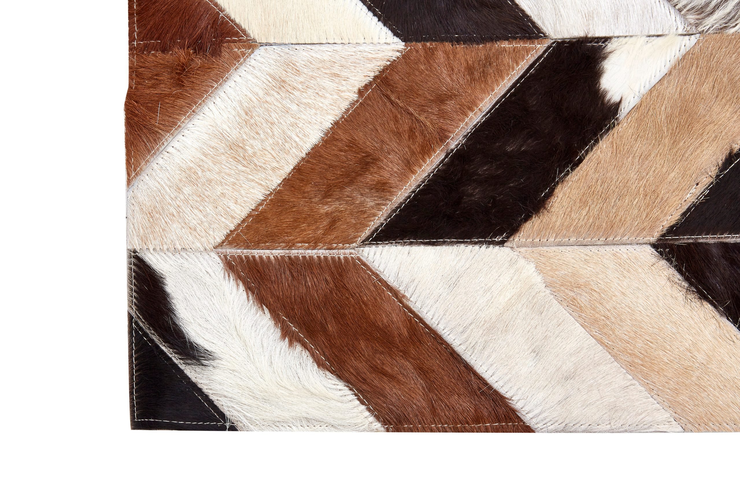 Sirocco Large Brown Hair on Leather Chevron Patchwork Rug 5 scaled jpeg