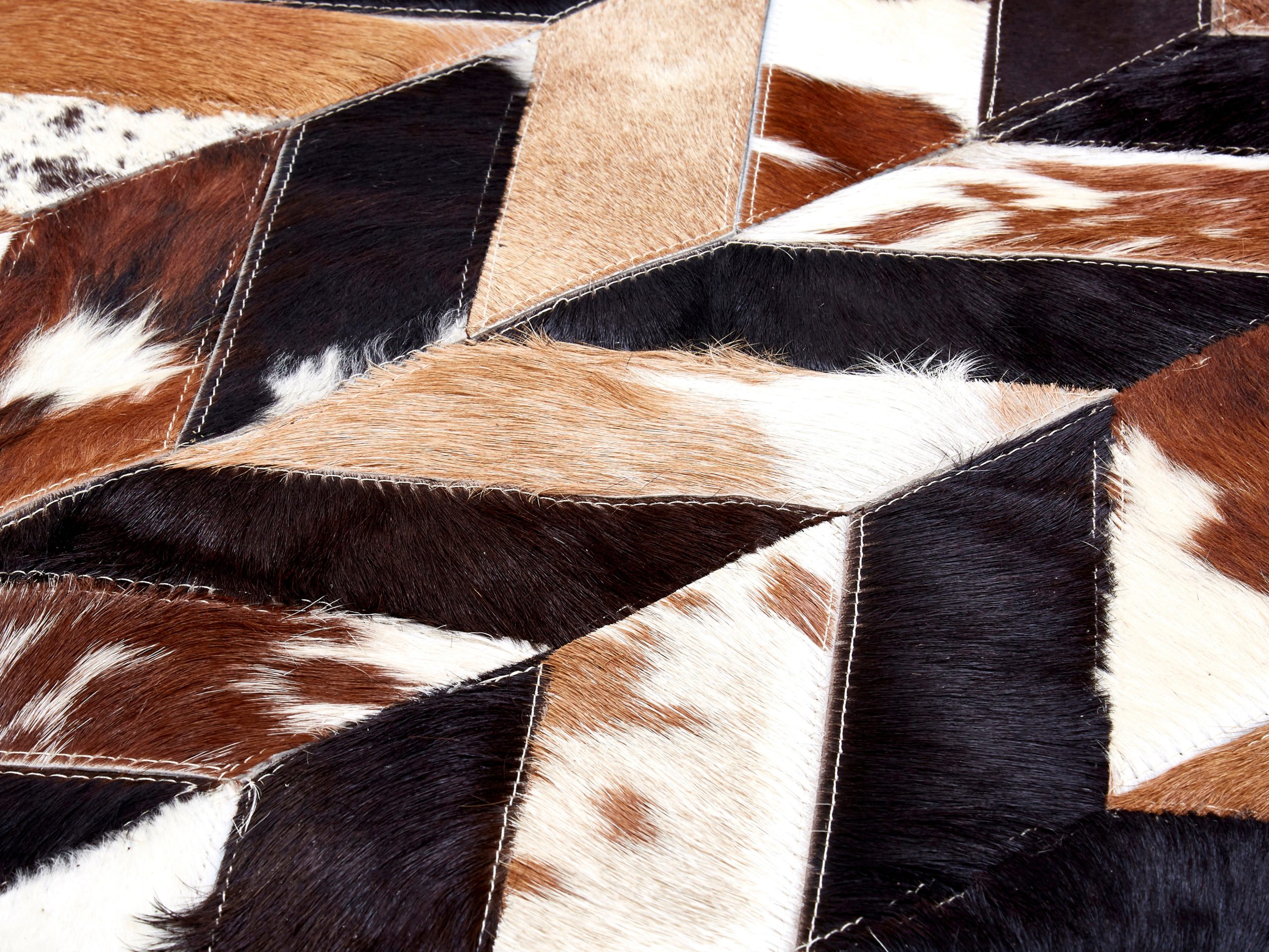 Sirocco Large Brown Hair on Leather Chevron Patchwork Rug 4 scaled jpeg