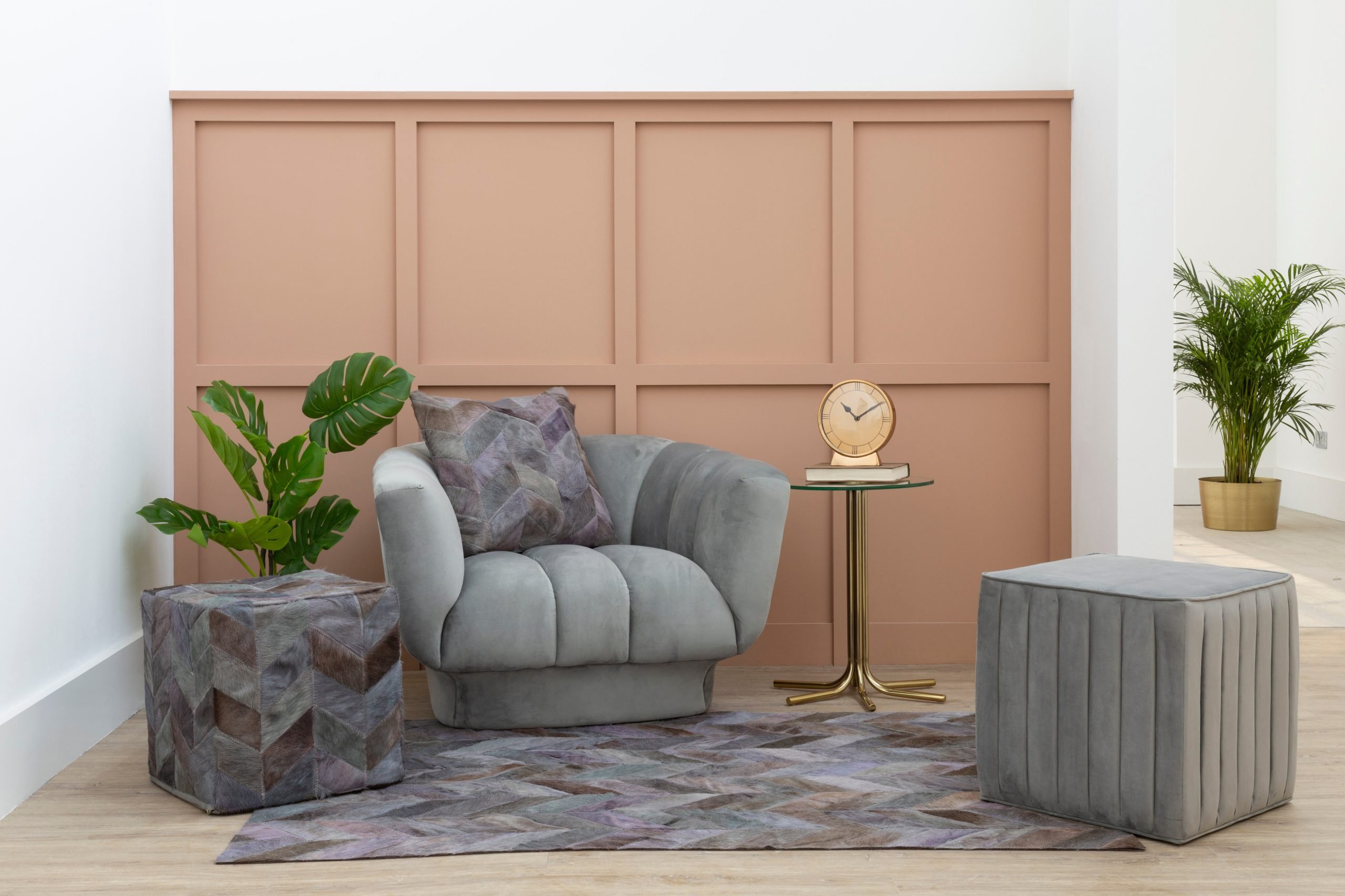 Sirocco Large Grey Hair on Leather Chevron Patchwork Rug 9 scaled jpeg